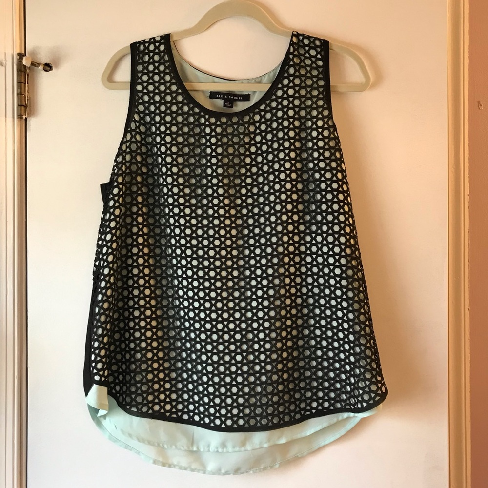 ZAC & RACHEL Mint Green & Black Tank Chiffon Cut